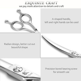 Sliding Cutting Professional Barber Scissors , Curved Blade Scissors UFO Screw